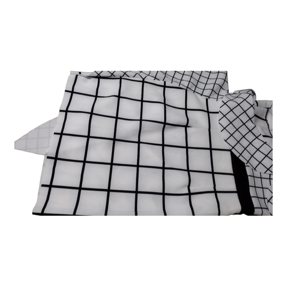 ASOS DESIGN White and Black Grid Design One Shoulder Ruffle Mini Dress, Size 2 - Picture 13 of 16